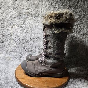 Muk Luks Womens Size 10 Tall Gray Lace Up Faux Fur Gwen Cute Winter Snow Boots